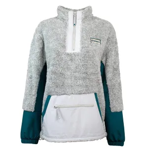 HOOEY "LADIES FLEECE PULLOVER" GREY W/TEAL