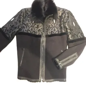 Hoss Couture Men's Jet Black Fox Stingray Mouton Shearling Jacket