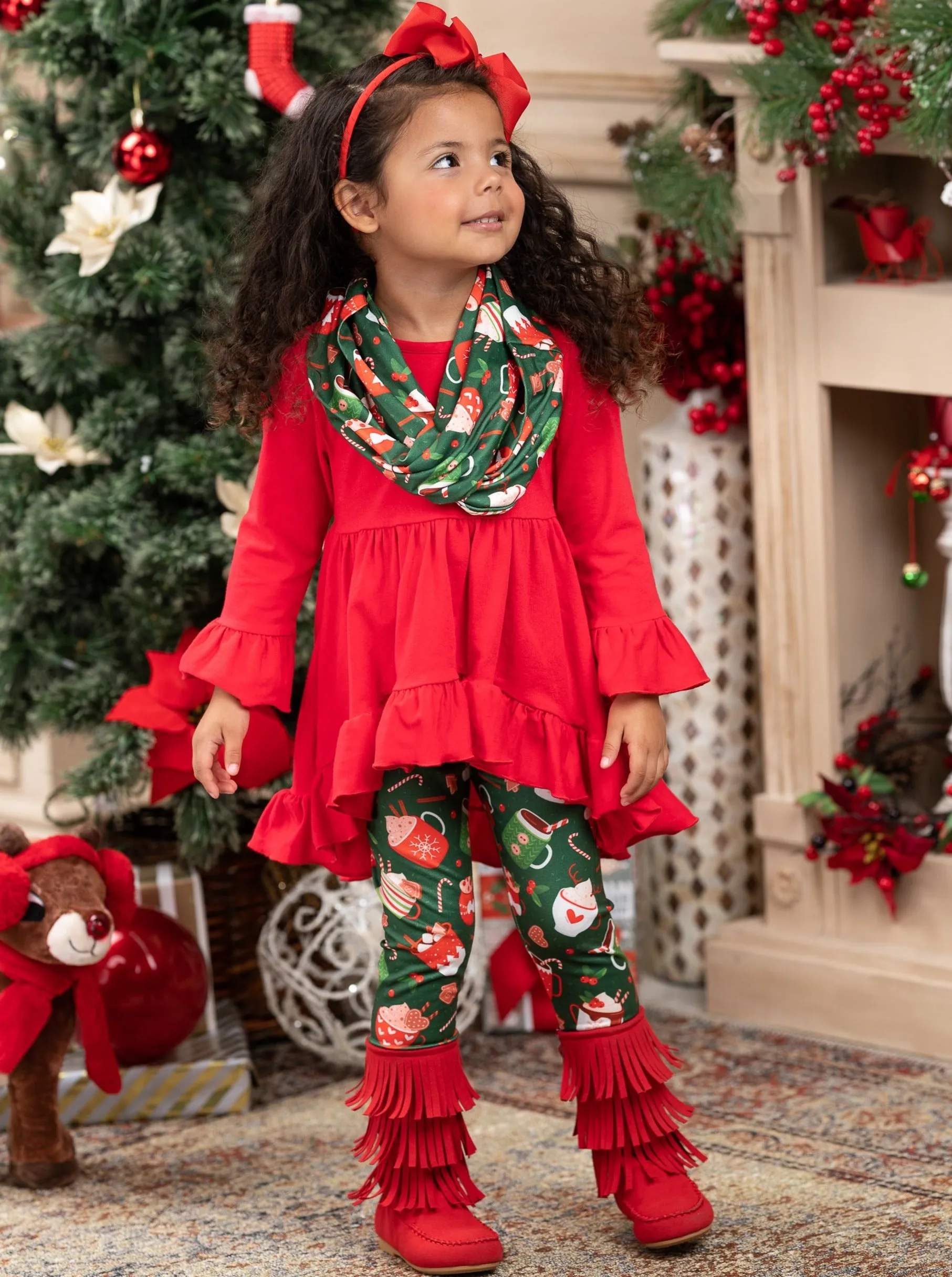 Hot Cocoa And Holiday Mugs Tunic, Scarf, And Legging Set