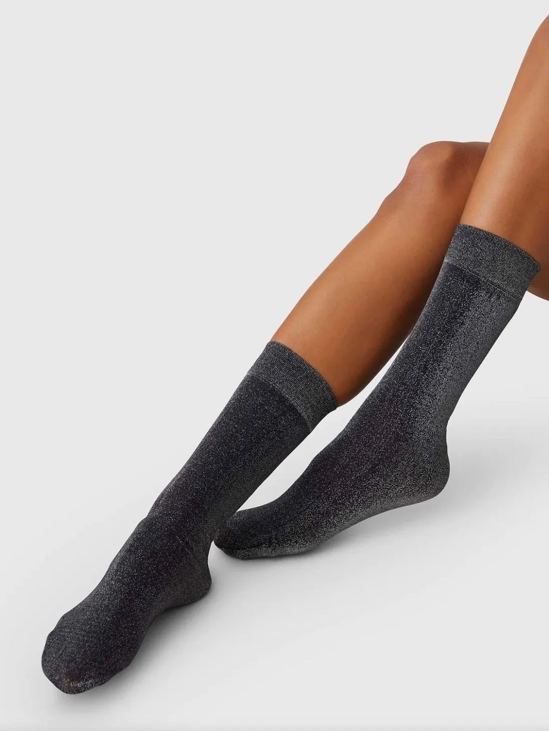 Ines Shimmery Socks - Black