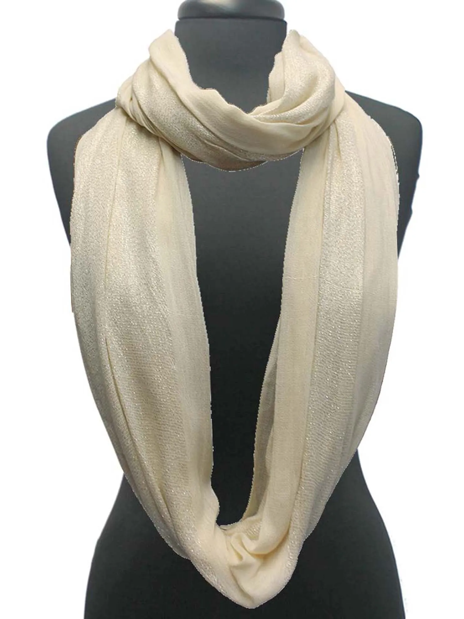 Ivory Double Sided Metallic Infinity Scarf