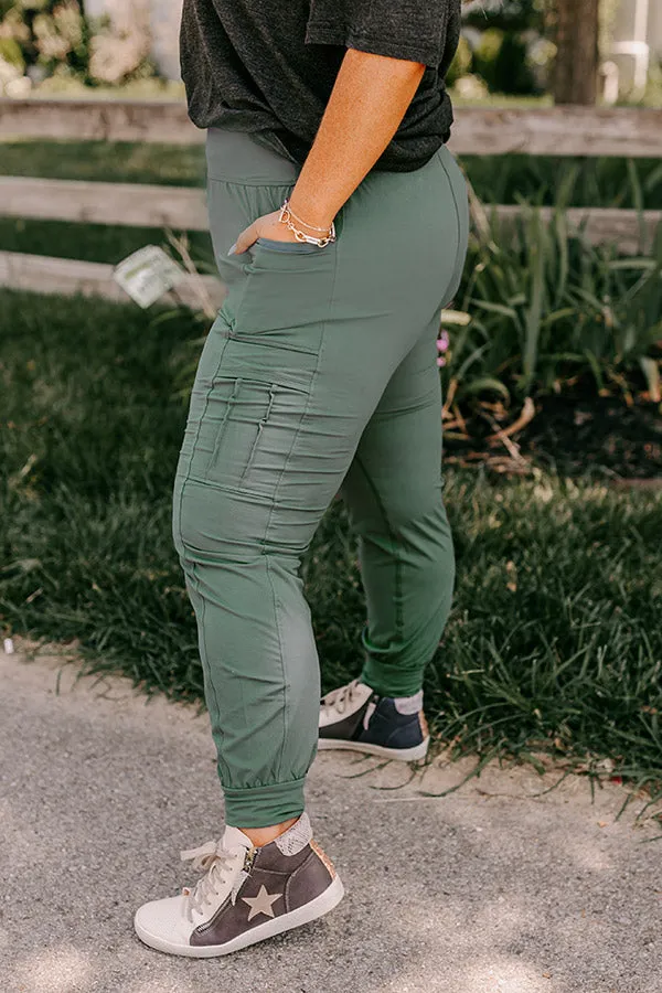 Ivy League Style High Waist Butter Soft Joggers In Light Forest Curves