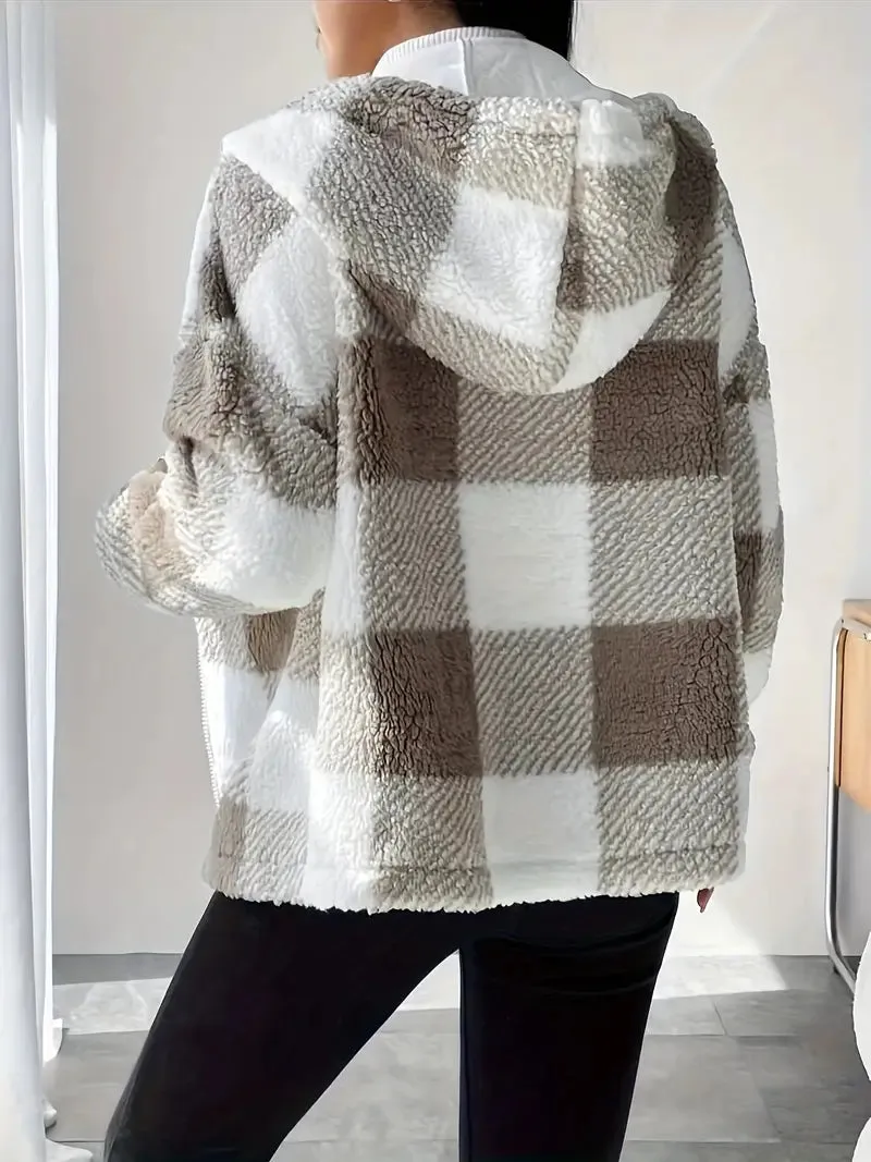 Ivyshape | Coat With Hood From Plaid Perfection