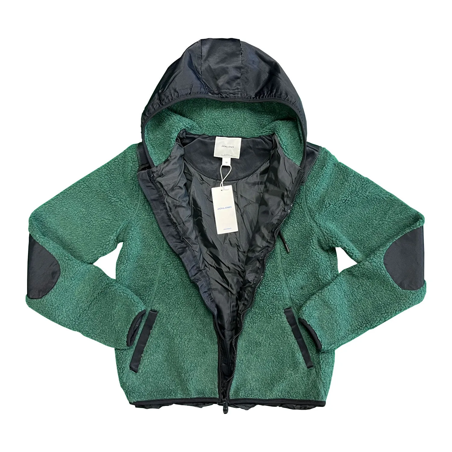 Jack & Jones Men's Green Jacket Authentic Sherpa Teddy Fleece (S03)