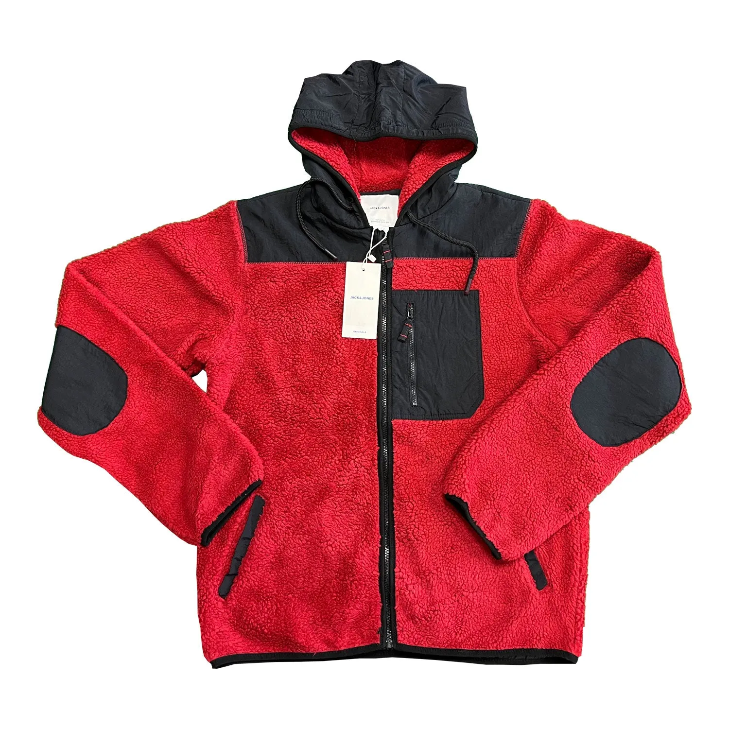 Jack & Jones Men's Red Jacket Authentic Sherpa Teddy Fleece (S02)