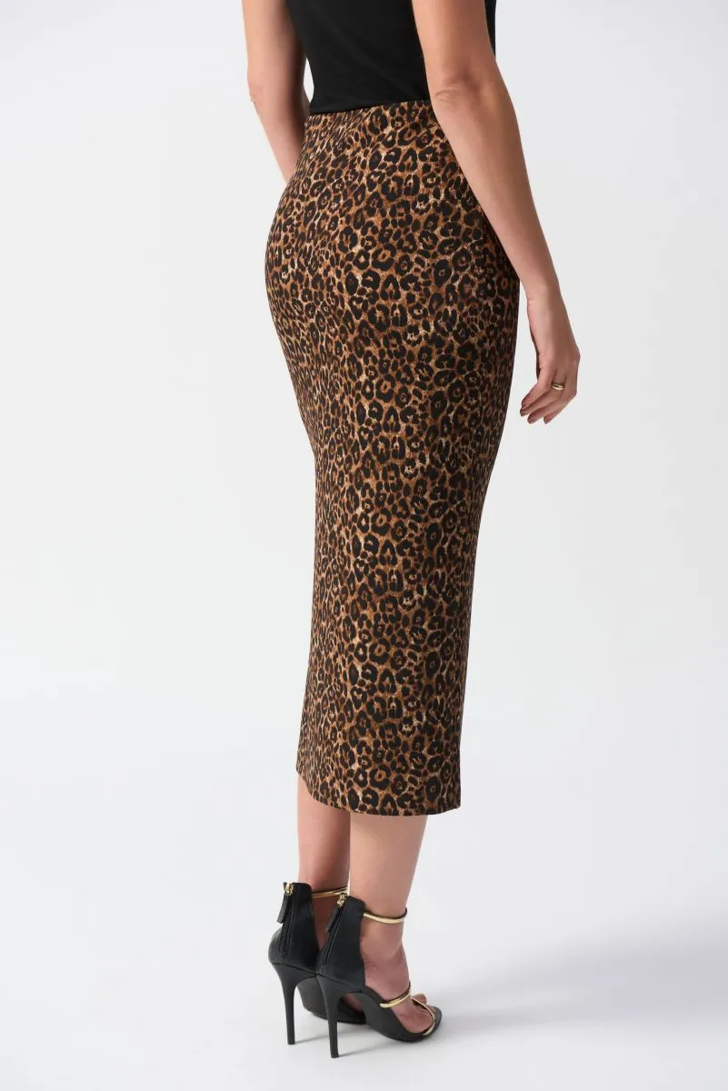 Joseph Ribkoff Beige/Black Animal Print Midi Pencil Skirt 244260