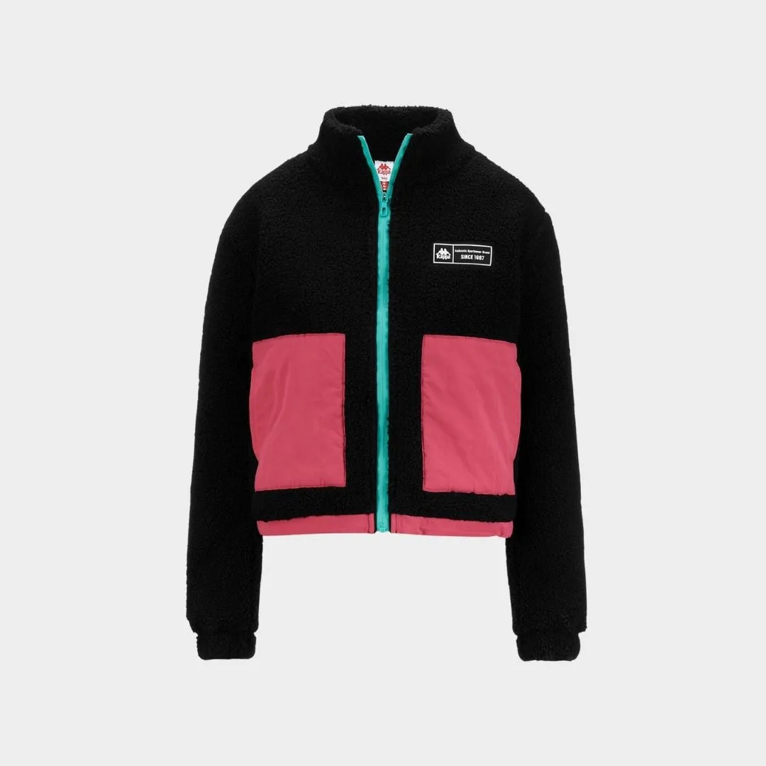 Kappa Authentic Tech Mia Jacket Black Fuchsia Bright Rose