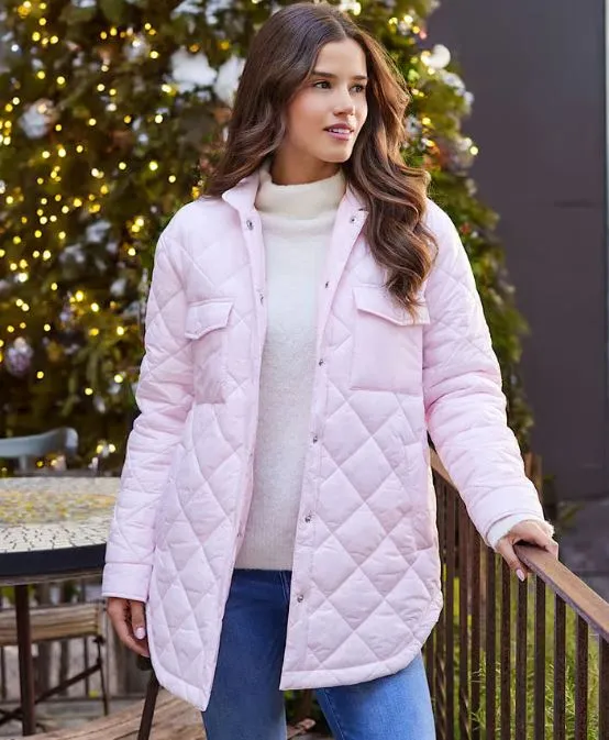 Karen Kane Quilted Coat Pink