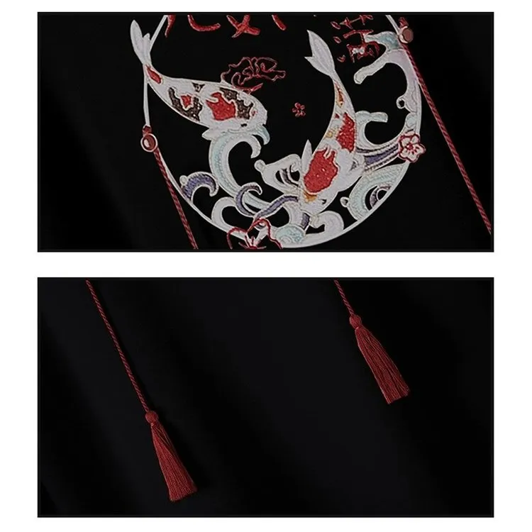 Koi Fish Letter Embroidery Hoodie Sweatshirt Dress: The Dress that is Sure to Turn Heads