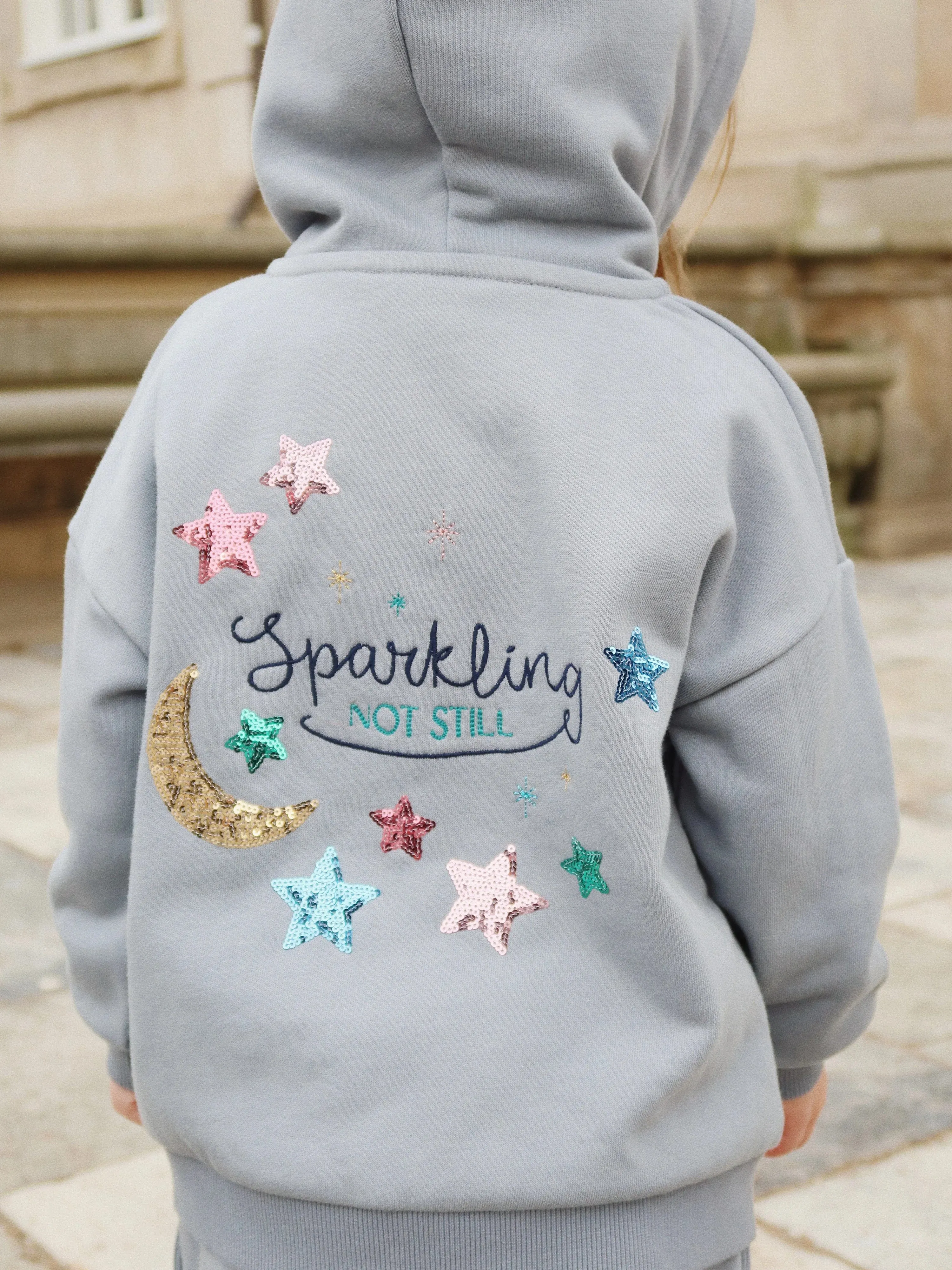 Konges Sløjd Girls Lou Sequins Hoodie in Blue