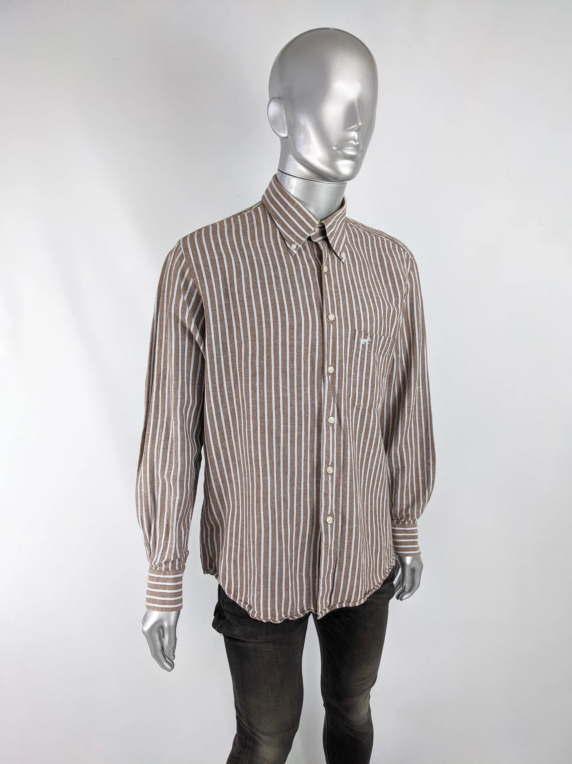 Krizia Vintage Mens Long Sleeve Striped Shirt, 1990s