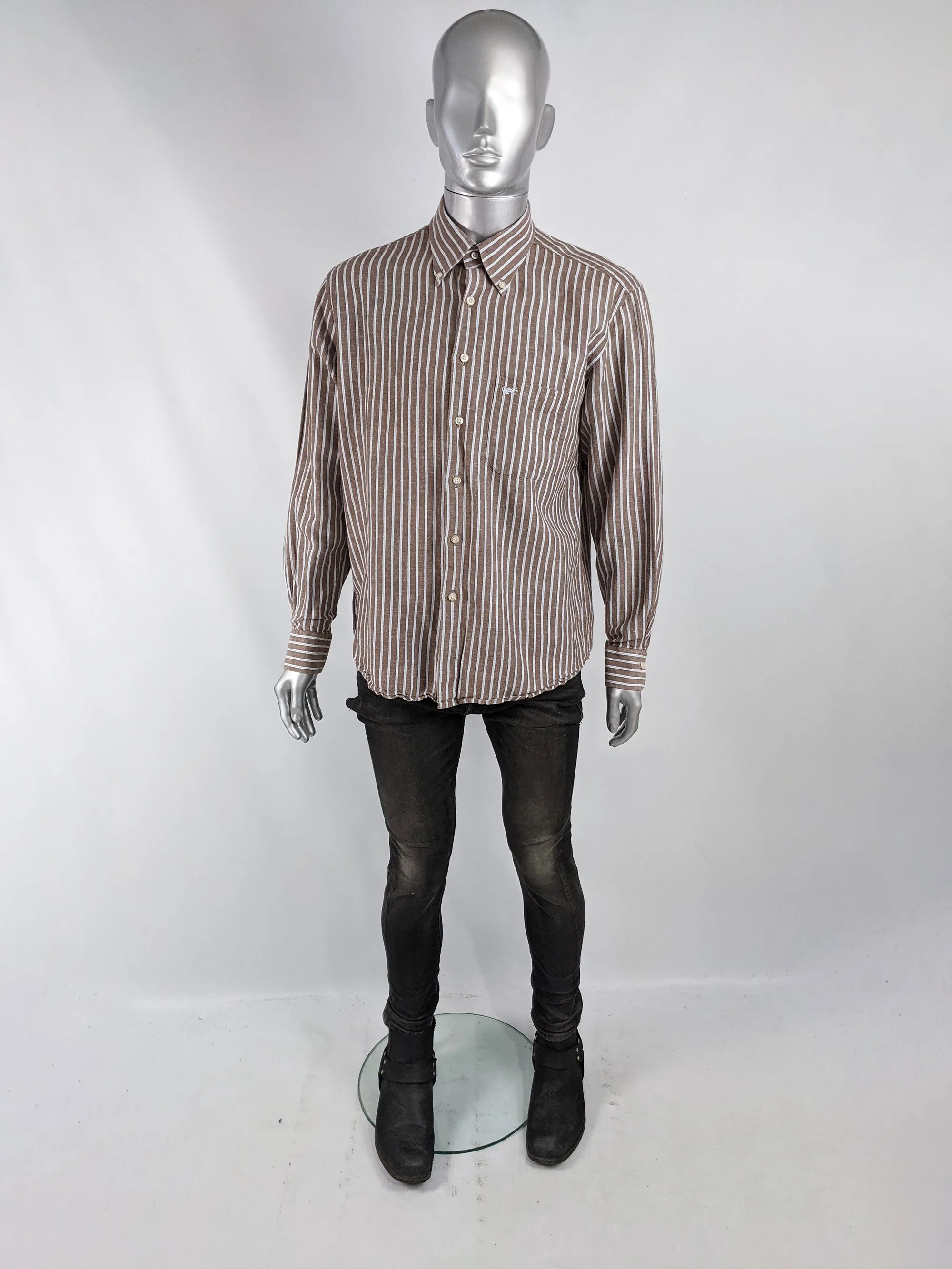 Krizia Vintage Mens Long Sleeve Striped Shirt, 1990s