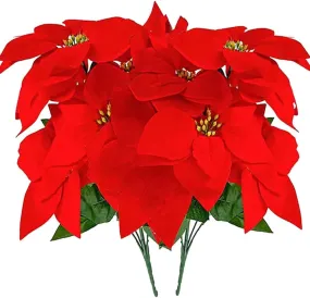 KROGER 2PCSArtificial Silk Poinsettia Bouquet Poinsettia Flowers Christmas Flowers Red Fake Velvet Poinsettia Flowers for Home Garden Wedding Home Xmas Tree Table Centerpiece Holiday Decor