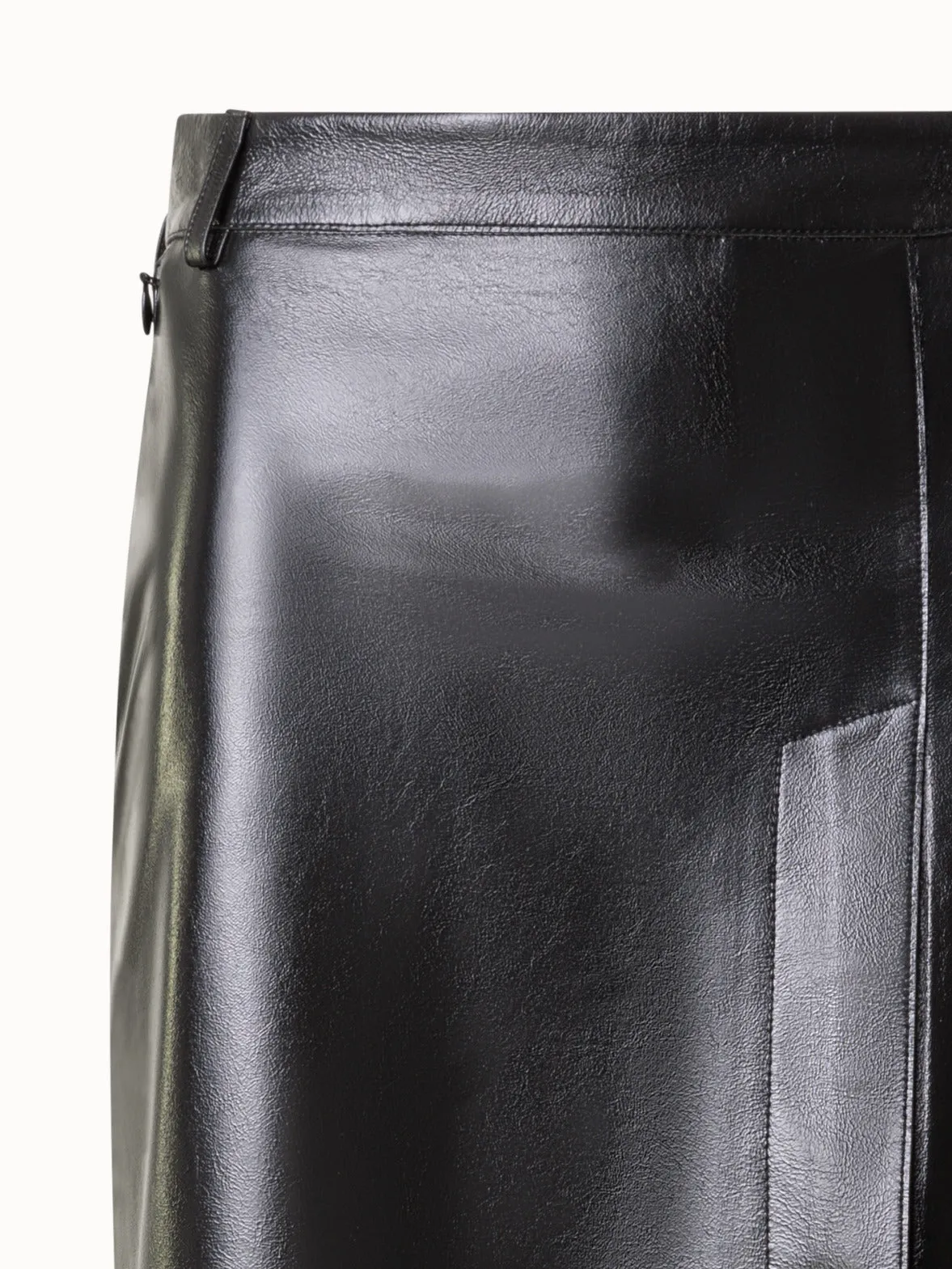 Lacquer Leather Pencil Skirt with Asymmetrical Slit