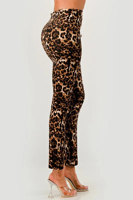 Leopard High Waist Side Zipper Pant