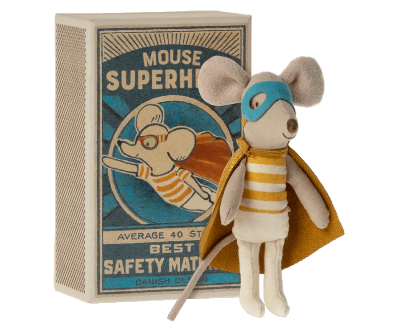 Little Brother Superhero Mouse in Matchbox