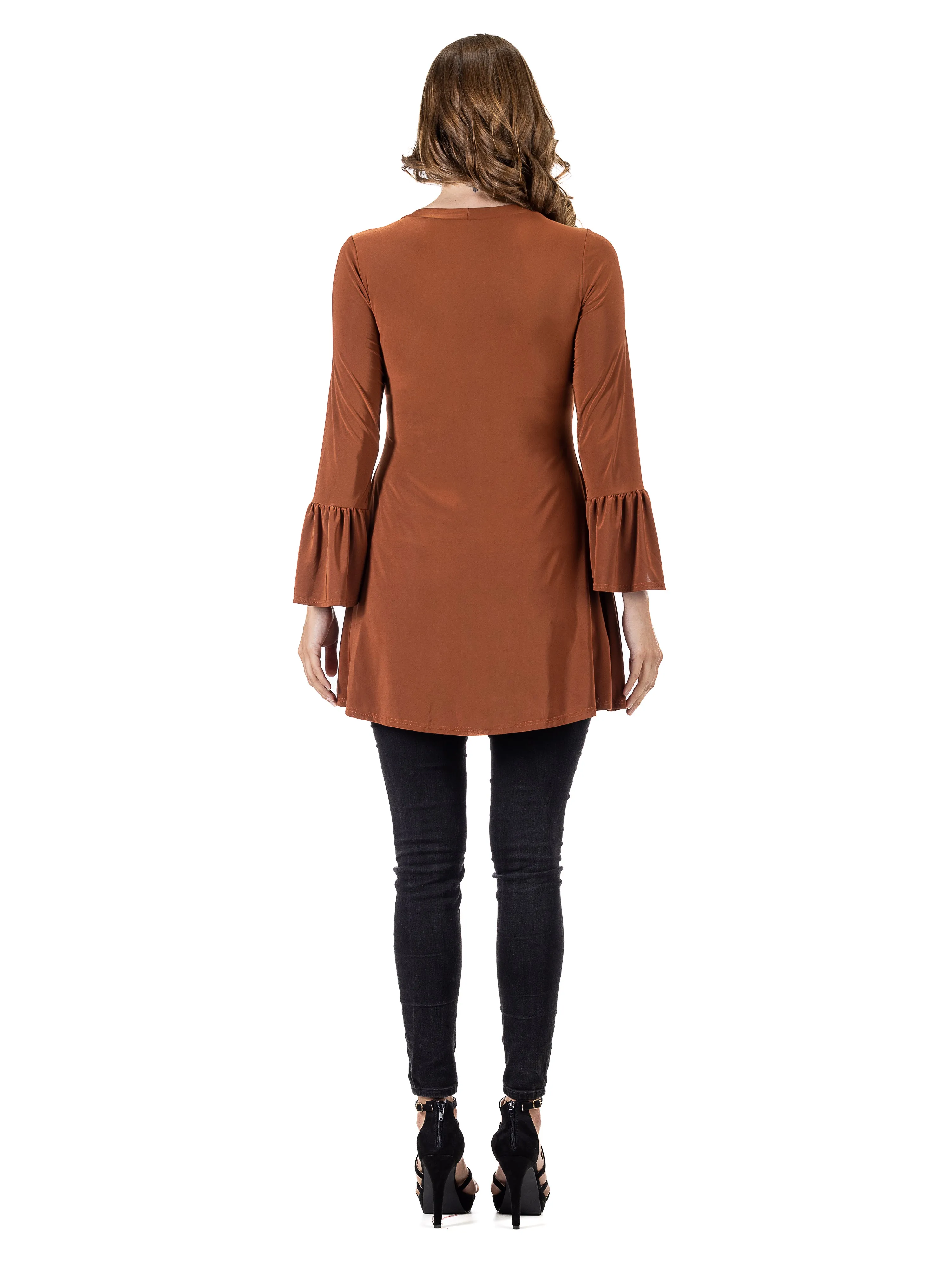 Long Bell Sleeve High Low Tunic Top