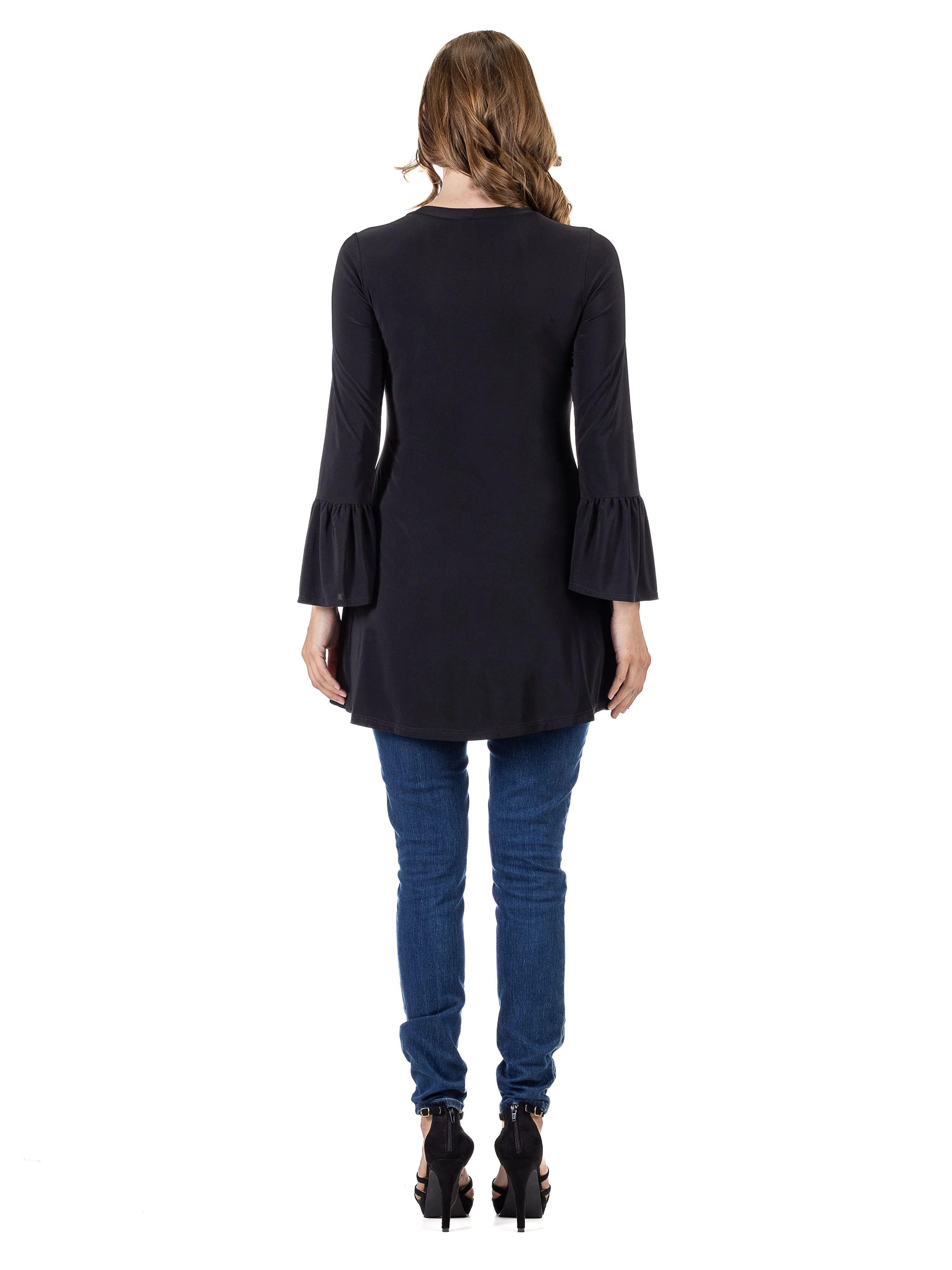 Long Bell Sleeve High Low Tunic Top