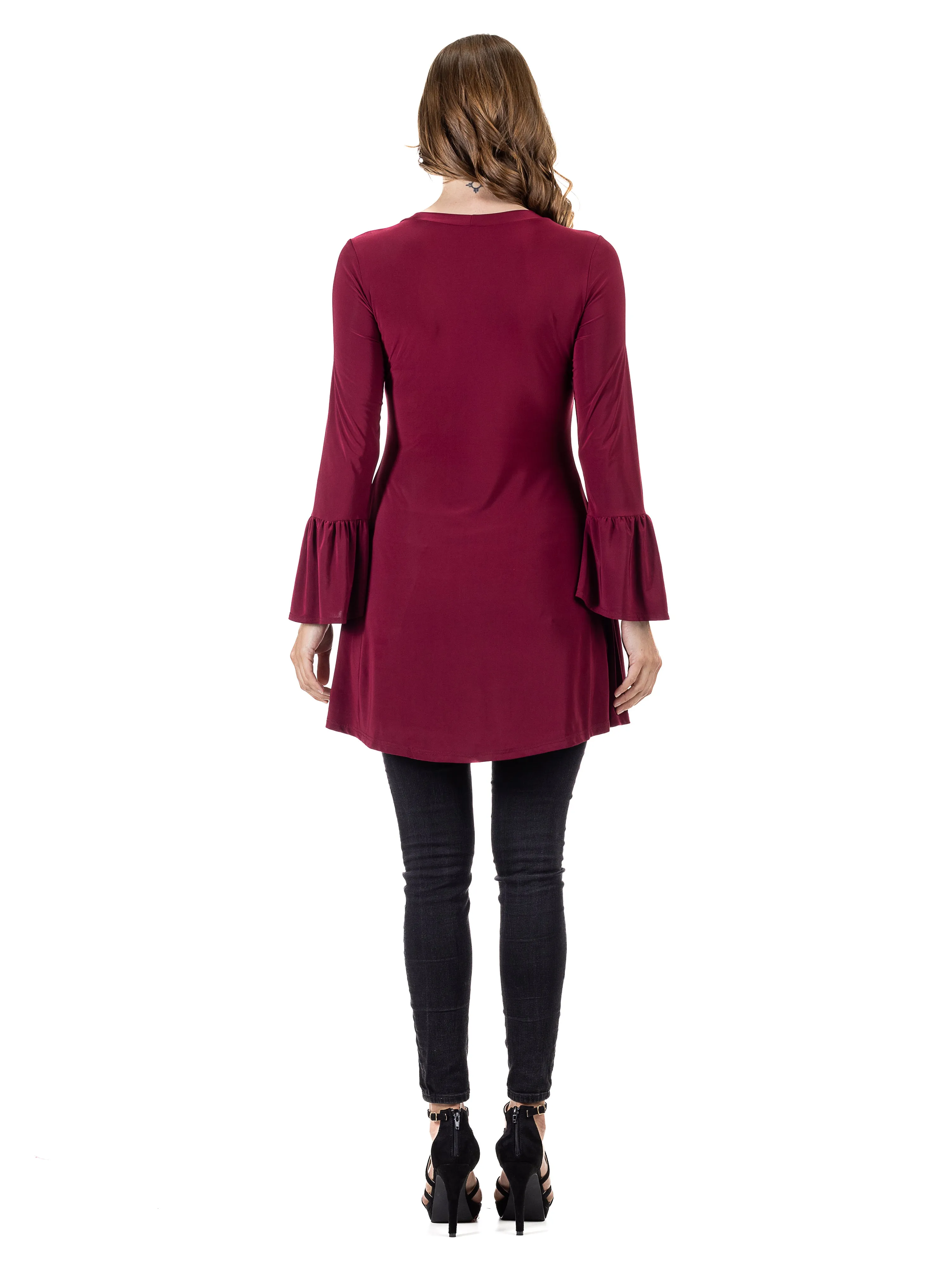 Long Bell Sleeve High Low Tunic Top