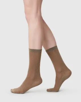 Magda Shimmery Socks Mid Brown