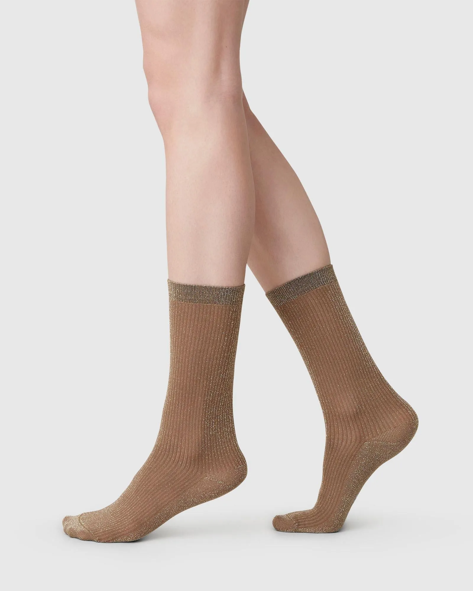 Magda Shimmery Socks Mid Brown