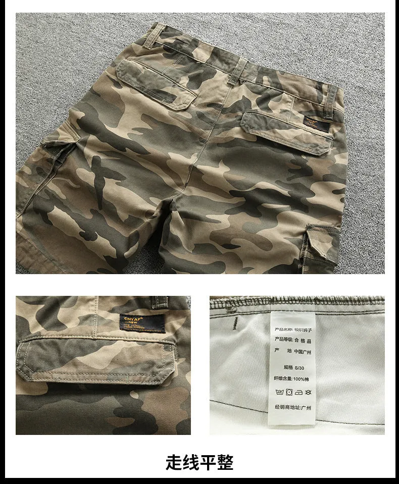 Men's Bermuda Cargo Shorts Camouflage Multi-Pocket Combat Shorts | 206