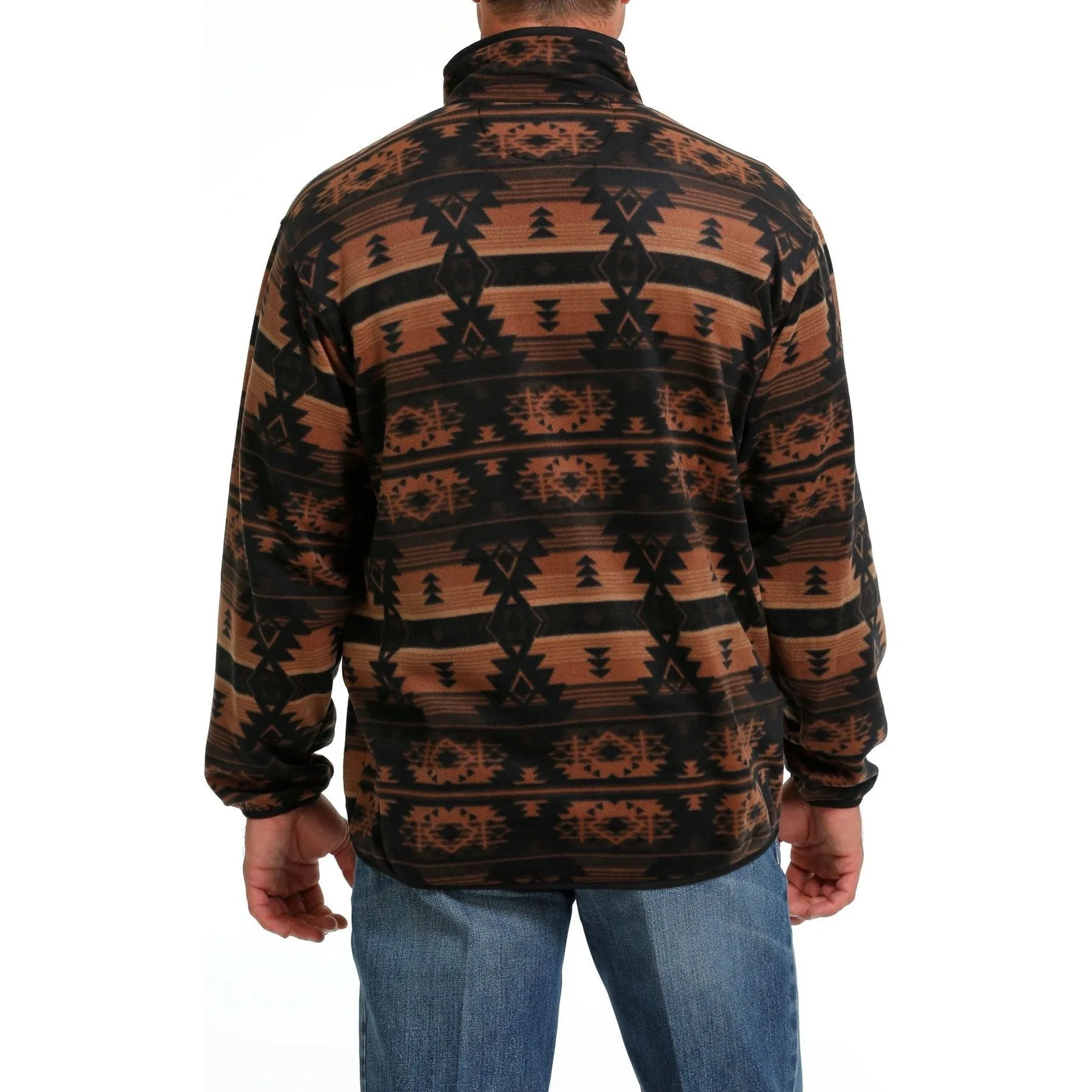 MEN'S CINCH SOUTHWESTERN PRINT POLAR FLEECE PULLOVER - BLACK