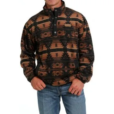 MEN'S CINCH SOUTHWESTERN PRINT POLAR FLEECE PULLOVER - BLACK