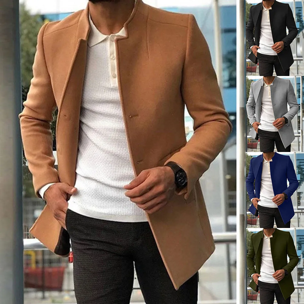 Men's Slim Coat Single Breasted Solid Color Business Jacket