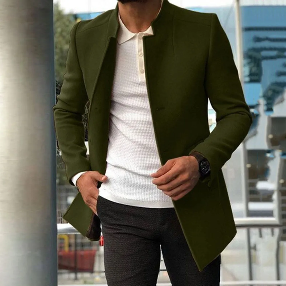 Men's Slim Coat Single Breasted Solid Color Business Jacket