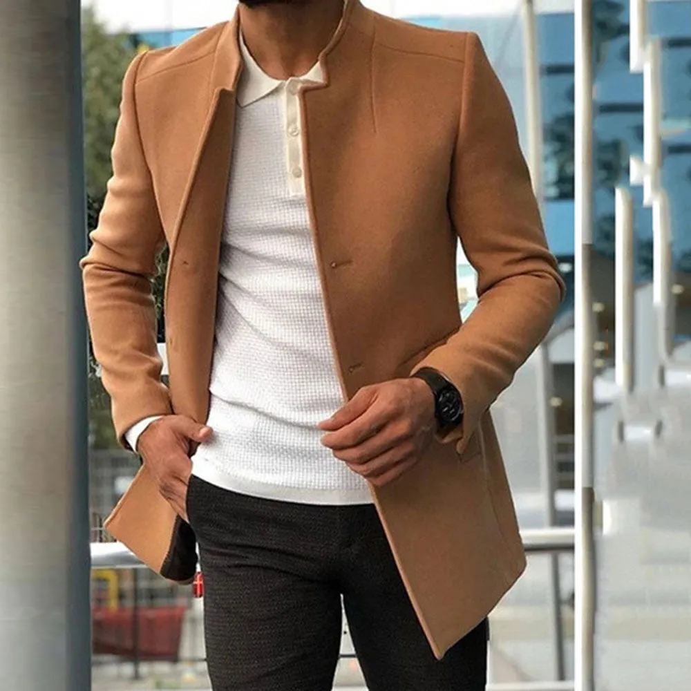 Men's Slim Coat Single Breasted Solid Color Business Jacket