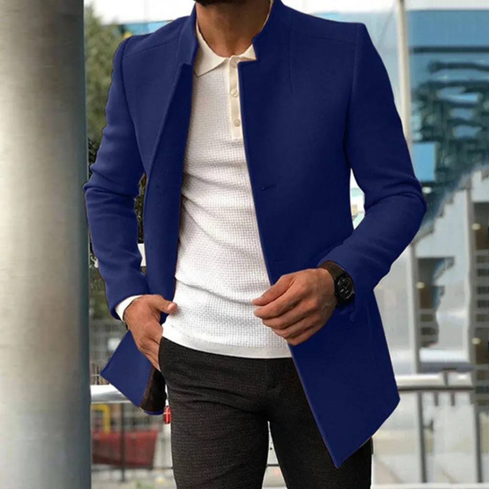 Men's Slim Coat Single Breasted Solid Color Business Jacket