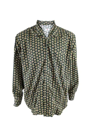 Mens Vintage Franco Coin Print Green Cotton Shirt, 1980s