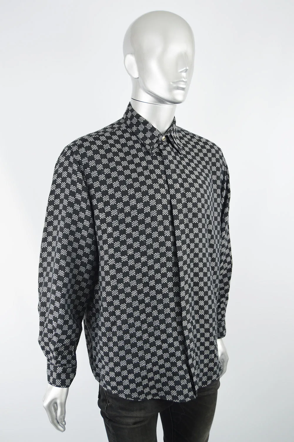 Men's Vintage Woven Cotton Layered Collar Shirt, 1990s