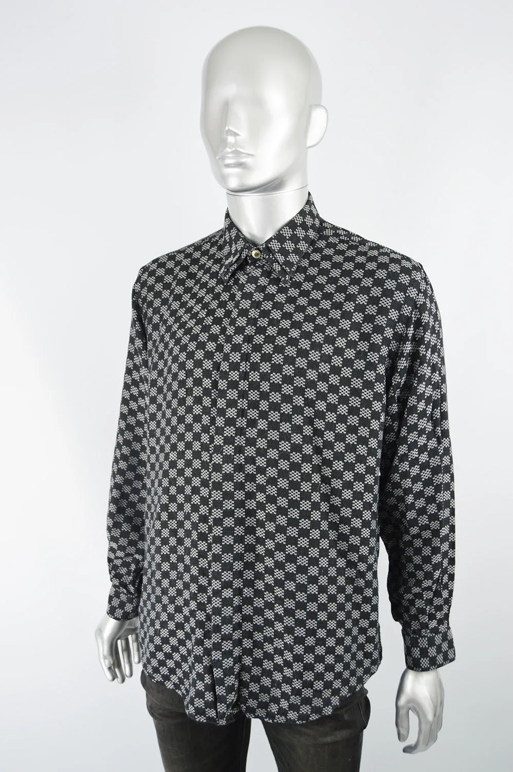 Men's Vintage Woven Cotton Layered Collar Shirt, 1990s