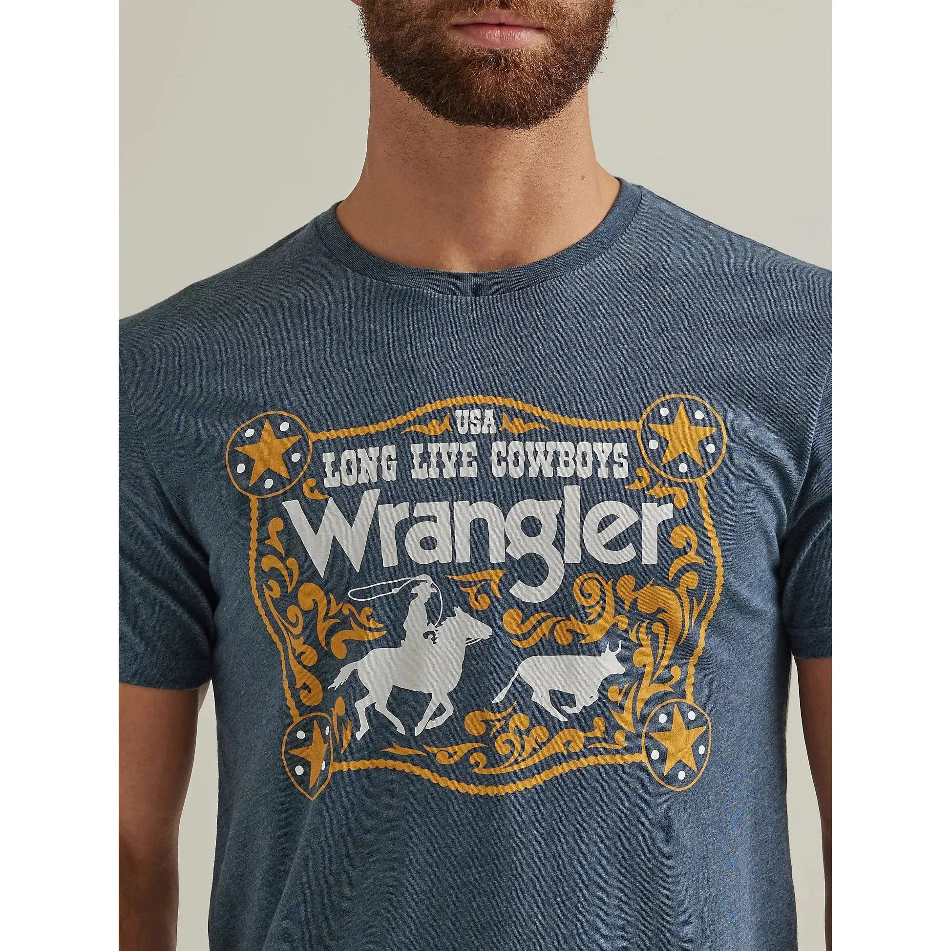 Men's  Wrangler BUCKLE GRAPHIC T-SHIRT IN MIDNIGHT HEATHER