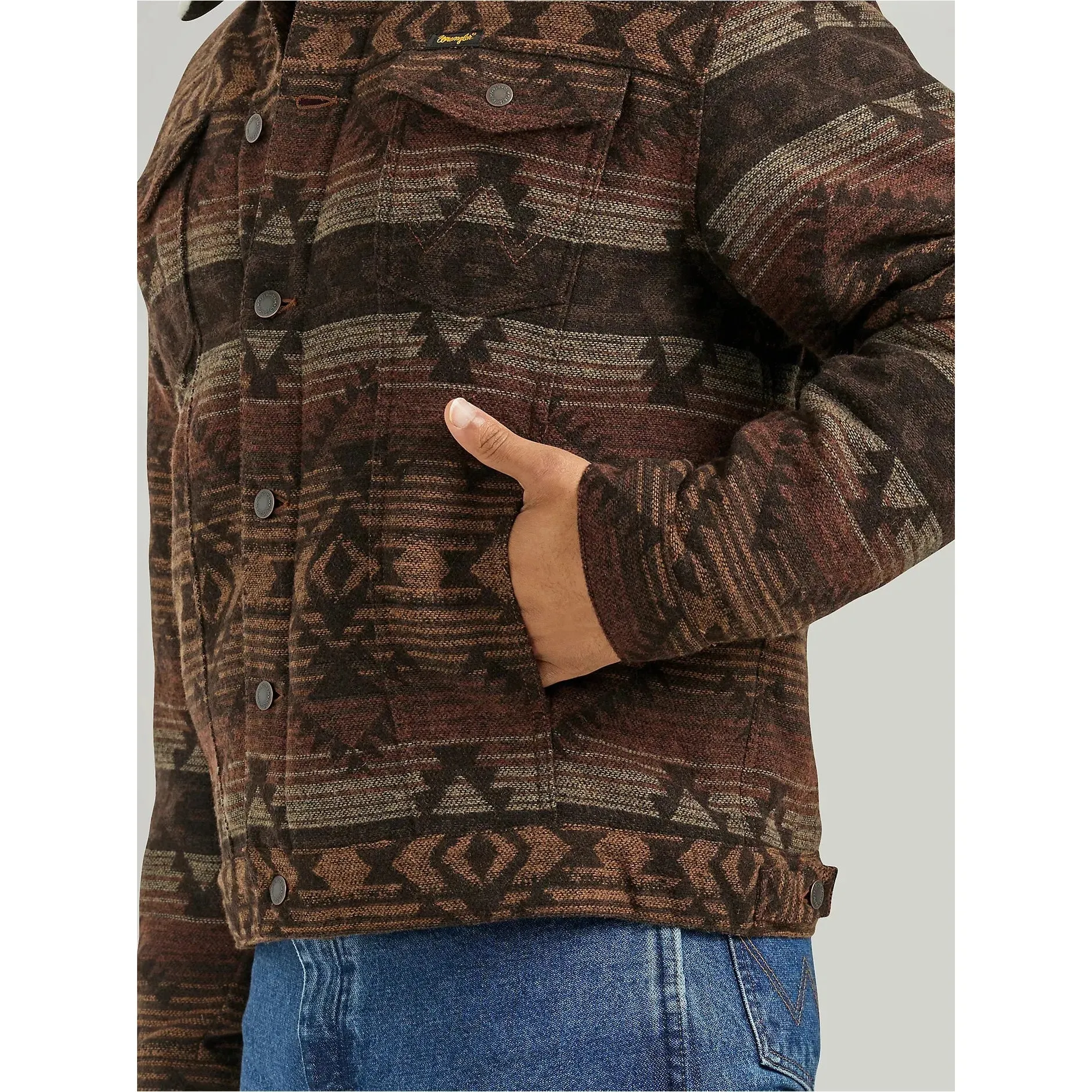 Men's Wrangler® Sherpa Lined Jacquard Print Jacket-Canyon Vibe