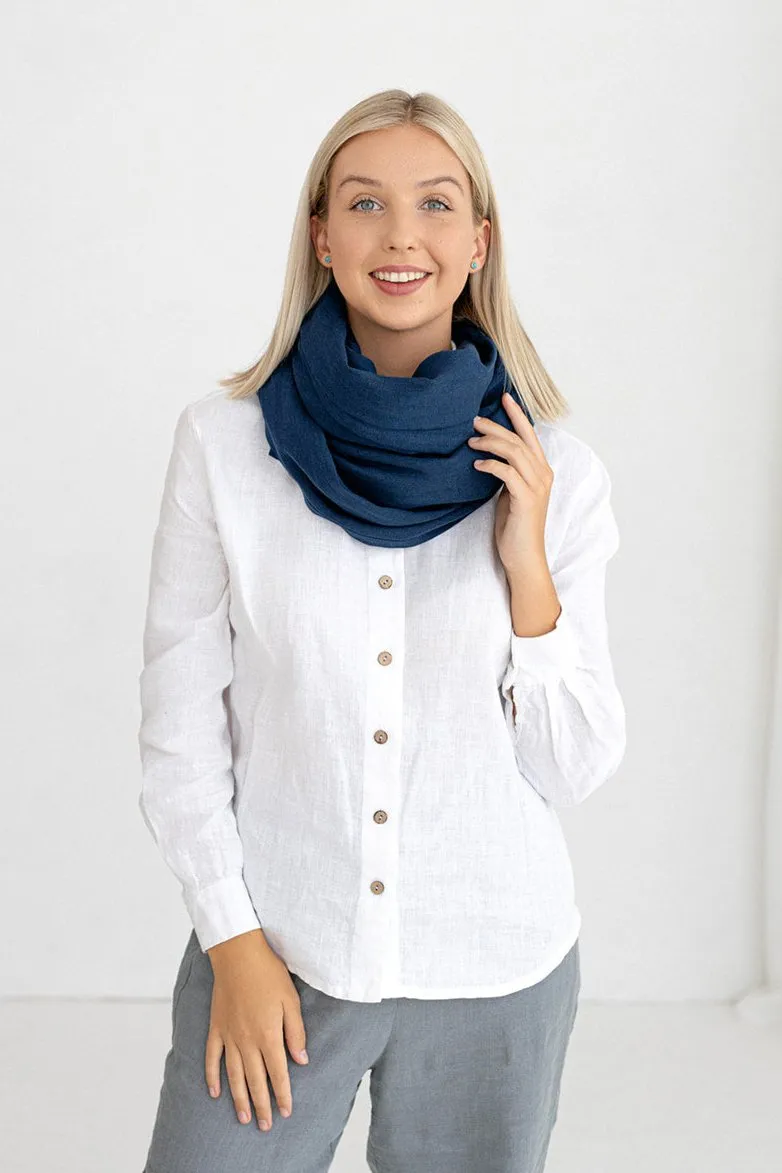 Midnight Blue Linen Scarf