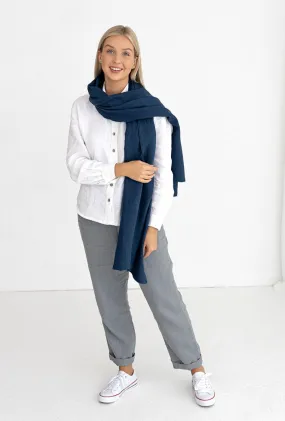 Midnight Blue Linen Scarf