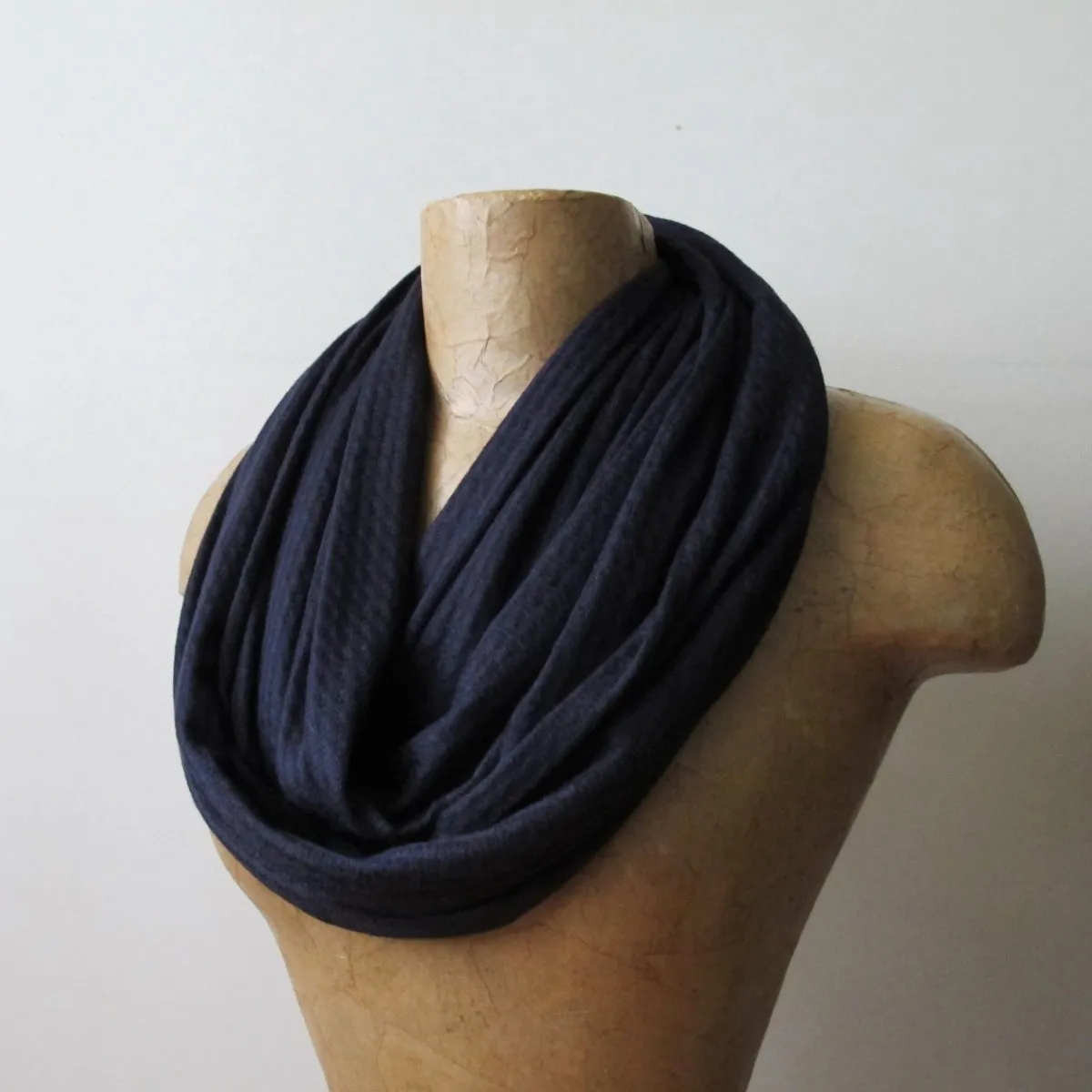 MIDNIGHT BLUE Waffle Knit Infinity Scarf