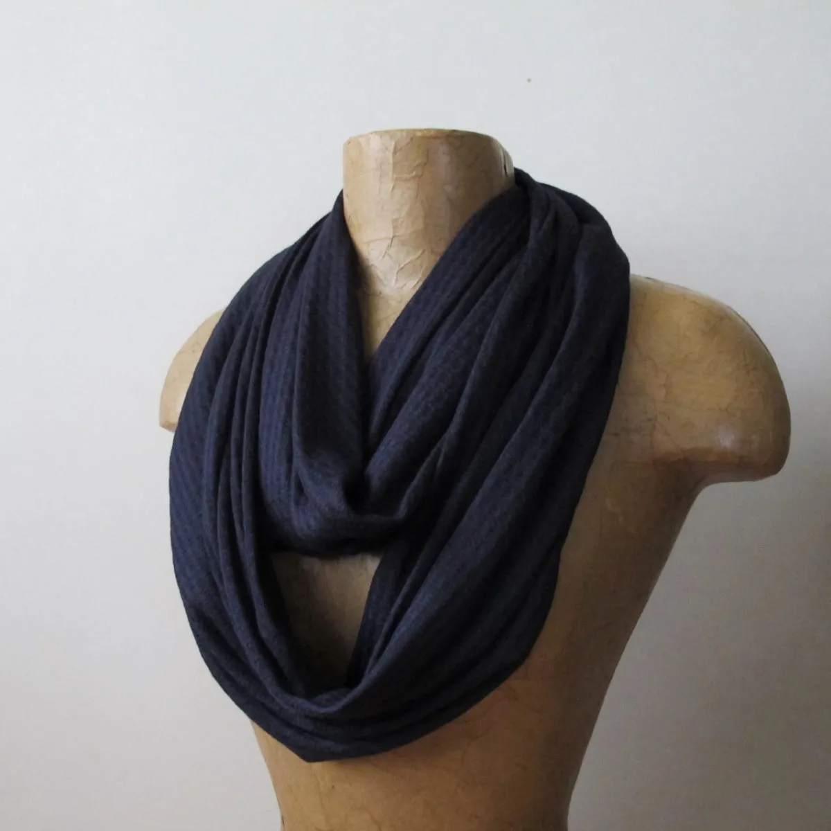 MIDNIGHT BLUE Waffle Knit Infinity Scarf