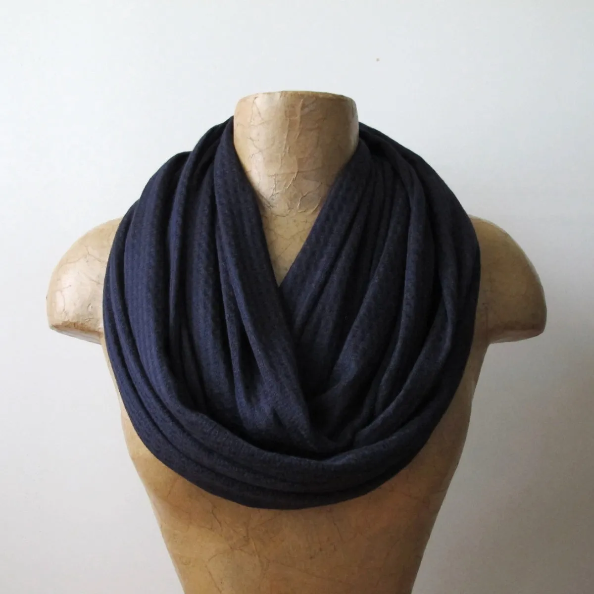 MIDNIGHT BLUE Waffle Knit Infinity Scarf