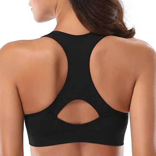 MIRITY Women Racerback Sports Bras - High Impact Workout Gym Activewear Bra Color,Black*3,L Fit 32DD 34D 34DD 36C 38B 38C