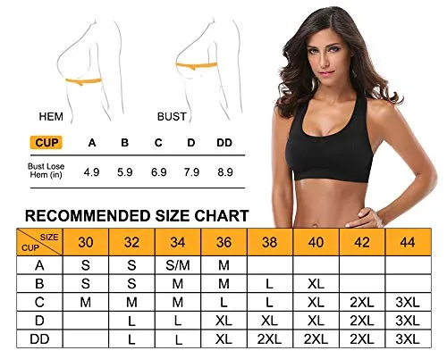 MIRITY Women Racerback Sports Bras - High Impact Workout Gym Activewear Bra Color,Black*3,L Fit 32DD 34D 34DD 36C 38B 38C