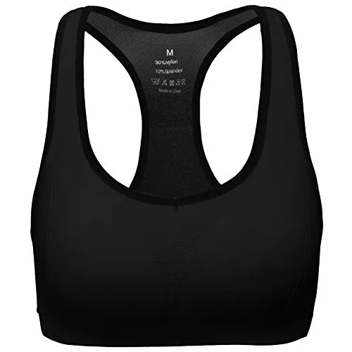 MIRITY Women Racerback Sports Bras - High Impact Workout Gym Activewear Bra Color,Black*3,L Fit 32DD 34D 34DD 36C 38B 38C