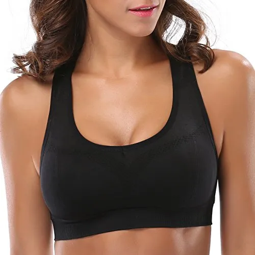 MIRITY Women Racerback Sports Bras - High Impact Workout Gym Activewear Bra Color,Black*3,L Fit 32DD 34D 34DD 36C 38B 38C