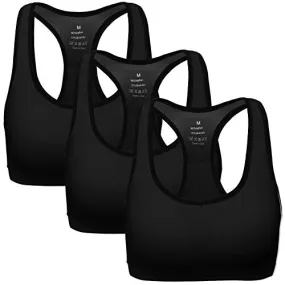 MIRITY Women Racerback Sports Bras - High Impact Workout Gym Activewear Bra Color,Black*3,L Fit 32DD 34D 34DD 36C 38B 38C