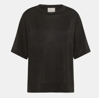 Momoni Iora T-Shirt In Lurex Jersey - Black