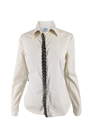 Moschino Vintage Cream Stretch Cotton Western Shirt, 1990s