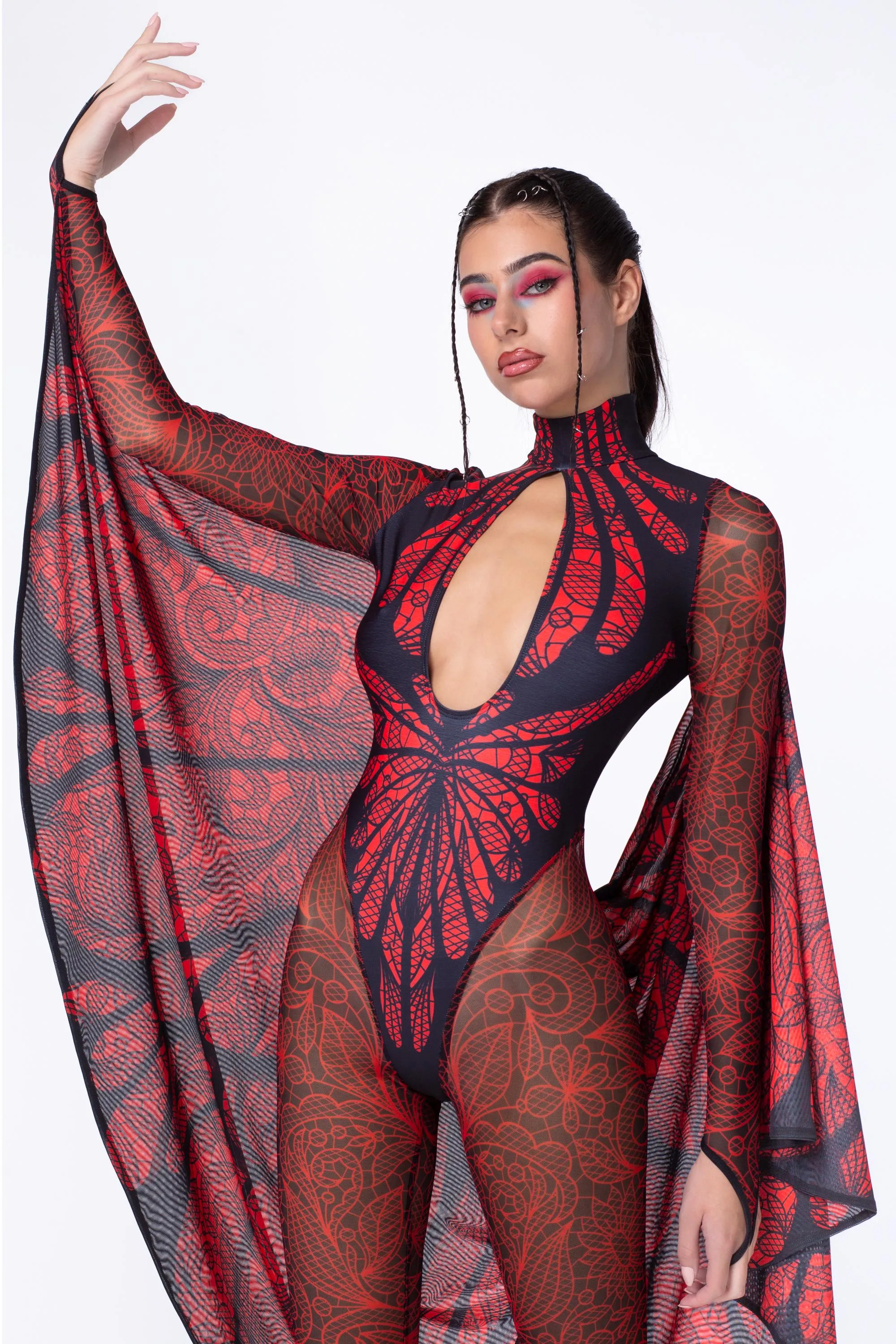 Moth To A Flame Keyhole Winged Catsuit